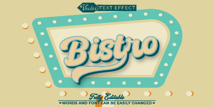 Soft 80'S Bistro Vector Editable Text Effect Template