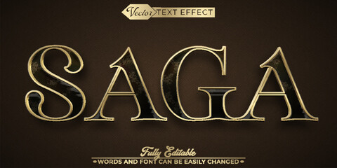 Brown And Golden Saga Vector Editable Text Effect Template