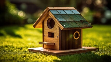 Charming Wooden Birdhouses: Handmade Nature-inspired Home Decor for Small Birds in your Garden or Backyard, Perfect for Spring and Summer, generative AIAI Generated