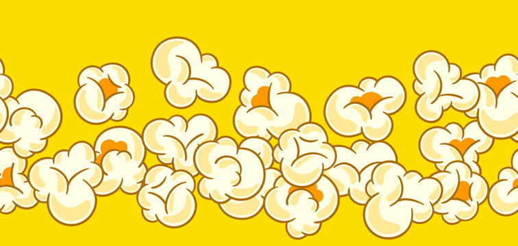 Seamless pattern with popcorn. Image of snack food in cartoon style.