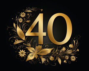 40th Anniversary Celebration with Elegant Golden Floral Design