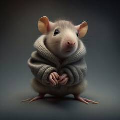 a rat in a cozy sweater looks at the camera ai generation High quality photo