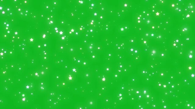 Cartoon Stars Blinking Animation On Green Screen Background. Animation Of Twinkle Stars Moving And Blinking Over Green Screen  Bg, Stray Night Sky Stars Blinking At Night In The Sky