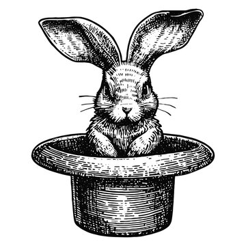 bunny in a magic cylinder hat sketch