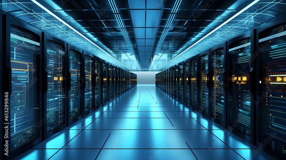 Aufkleber computer networking server room warehouse.