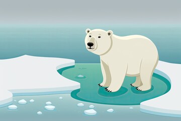 Fototapeta premium majestic polar bear standing on a floating ice floe in the Arctic wilderness. Generative AI