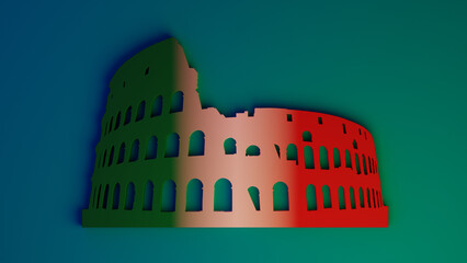 3d rendering of Colosseum in Rome blue background