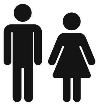 Man and woman figure black icon. Restroom symbol