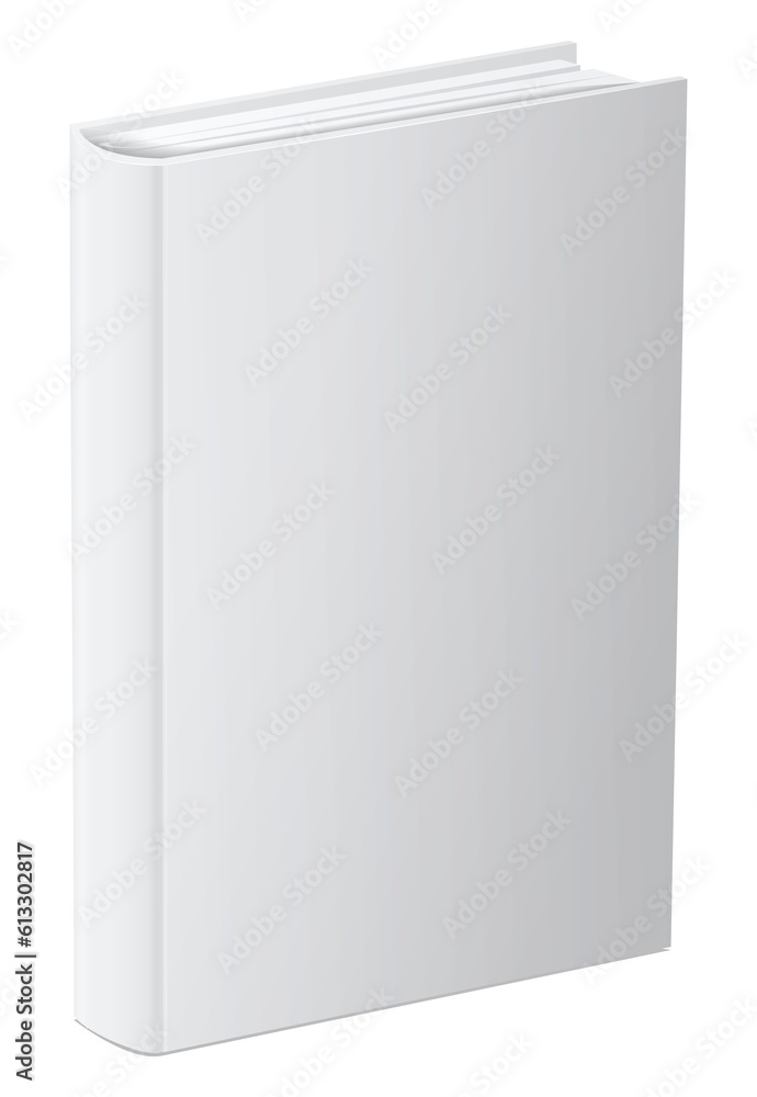 Sticker White book mockup. Realistic blank hardcover template