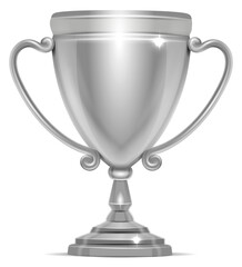 Fototapeta na wymiar Silver award cup. Realistic metal trophy goblet