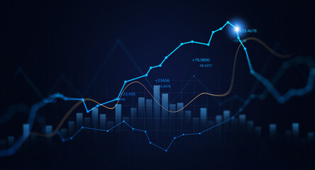 Investment finance chart,stock market business and exchange financial growth graph. - obrazy, fototapety, plakaty