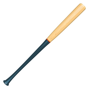 Baseball bat cartoon icon. Wooden sport equipment