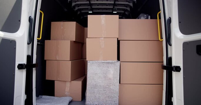 House Removal Truck With Boxes