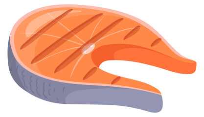 Grilled fish slice. Roasted steak cartoon icon