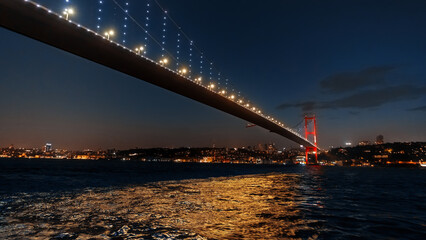 Bosphorus Bridge at night in Istanbul, Turkey