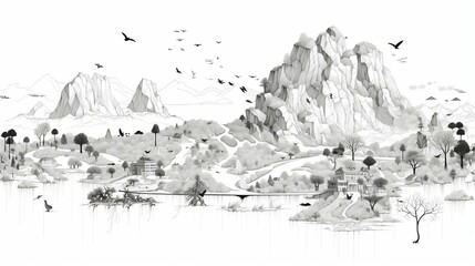 drawing ecological mountain