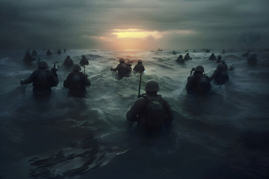 soldier in the water
