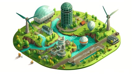 city with renewable energy, ecological.