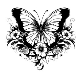 Fototapeta na wymiar Butterfly drawing on white background