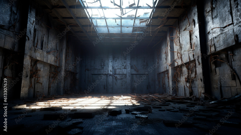 Wall mural old big abandoned bunker. Generative Ai. 