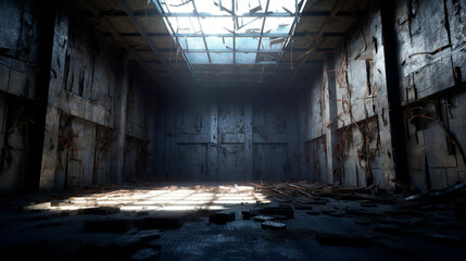 Fototapeta na wymiar old big abandoned bunker. Generative Ai. 