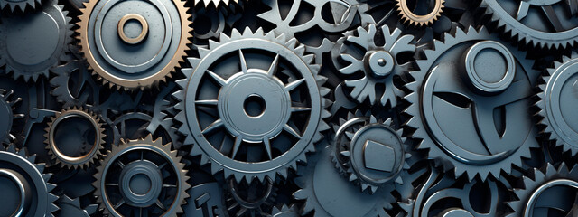 gears close-up. abstract industrial background. Generative Ai. 