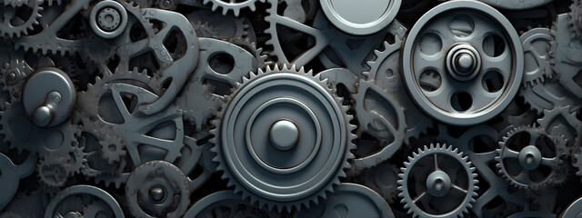 abstract industrial background with gears. Generative Ai. 