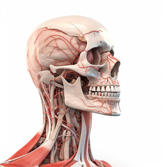 3d rendered illustration of human skull. Generative Ai. 
