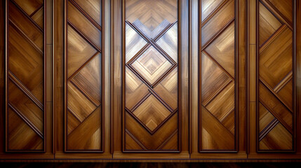 elegant wood panel in the office. Generative Ai. 