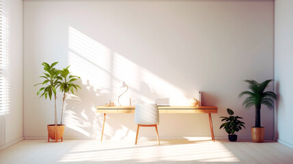 modern bright living room lit by sunlight from the window. Generative Ai. 