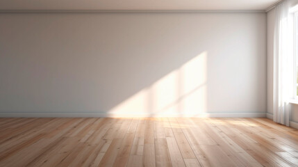 empty room with white wall and window on a sunny day. Generative Ai. 