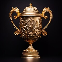 Fototapeta na wymiar Big trophy in gold colour. Made with Generative AI.