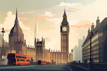 Fototapeta na wymiar Illustration of London and the Big Ben