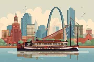 Illustration of St. Louis Missouri - obrazy, fototapety, plakaty