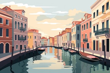Illustration of Venice and the canals