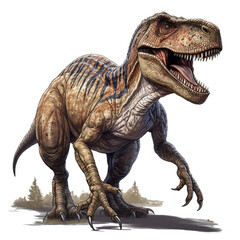 Tyrannosaurus Rex Dinosaur - Detailed Watercolor Illustration - PNG Transparent Clipart - Generative AI