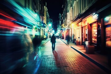 blurry street light at night. Generative AI