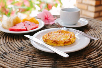 baked apple pie with cream