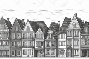 row of houses in a neighborhood. Generative AI
