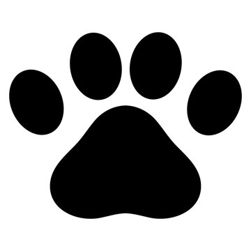 Paw black and white silhouette on white background	