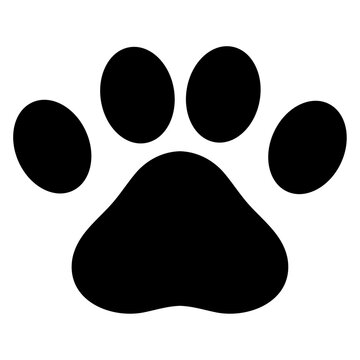Paw black and white silhouette on white background