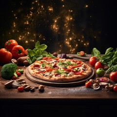 photography of pizza with lots of vegies 