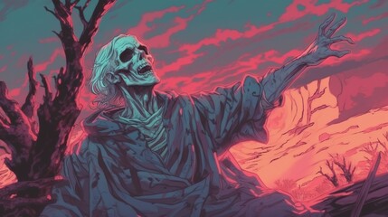 A cleric calling upon divine powers to turn undead . Fantasy concept , Illustration painting. Generative Ai
