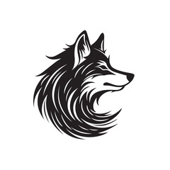 Obraz premium A wolf head flat logo illustration on transparent background. 2d illustration in cartoon. doodle style 