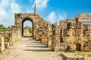 Ruins of ancient Roman hippodrome, Al-Bass archaeological site, Tyre, Lebanon