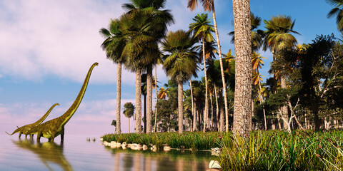 Mamenchisaurus Dinosaur Island - Mamenchisaurus hochuanensis was a Titanosaur sauropod that lived in China during the Jurassic Period. © Catmando
