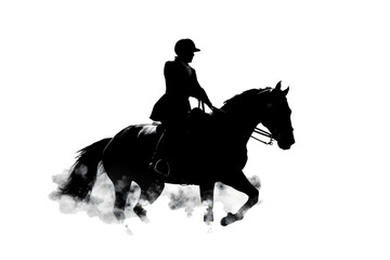 silhouette of a rider on a horse isolated on transparent background