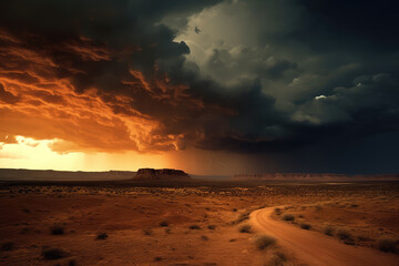 Obraz premium Desert on the background of the sunset, warmth and nature, beautiful views. generative ai