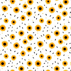 cute sunflowers seamless pattern