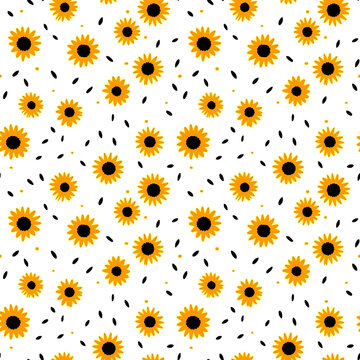 cute sunflowers seamless pattern